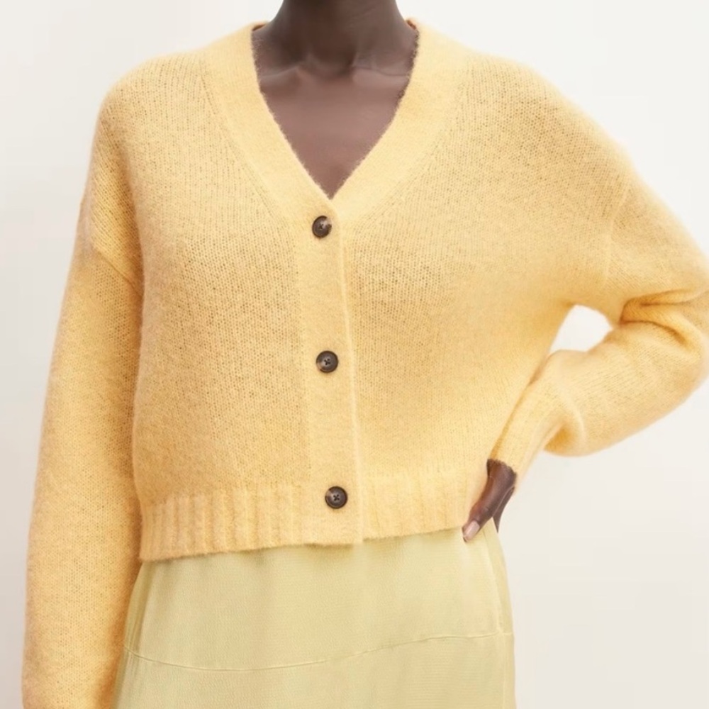 Everlane boxy cropped alpaca cardigan